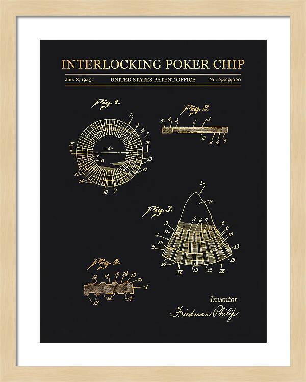 Interlocking Poker Chip Gold Patent Us2429020a