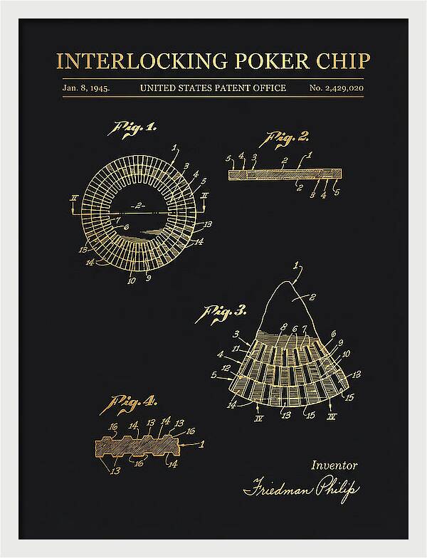 Interlocking Poker Chip Gold Patent Us2429020a