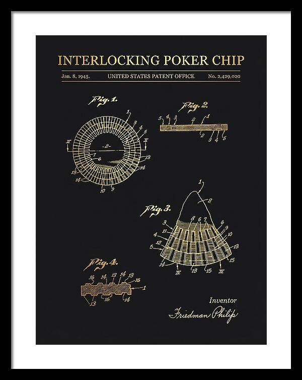 Interlocking Poker Chip Gold Patent Us2429020a