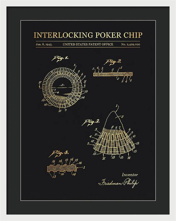 Interlocking Poker Chip Gold Patent Us2429020a