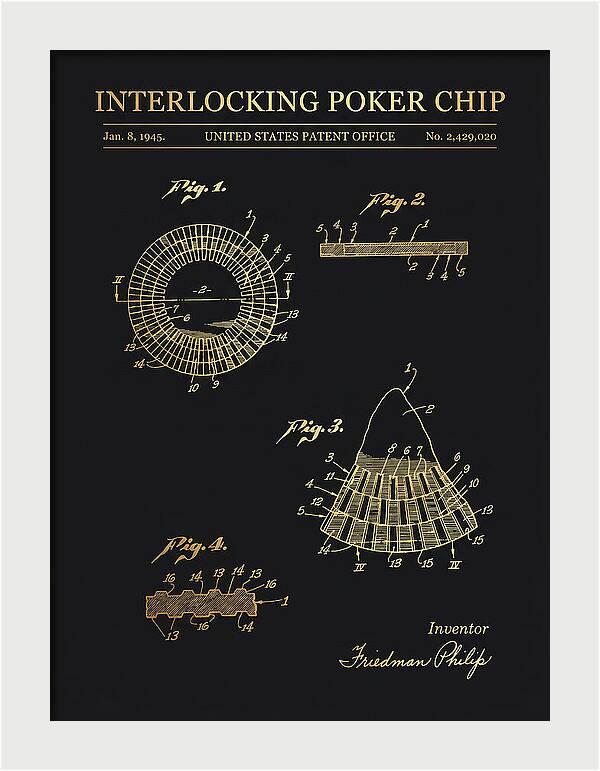 Interlocking Poker Chip Gold Patent Us2429020a