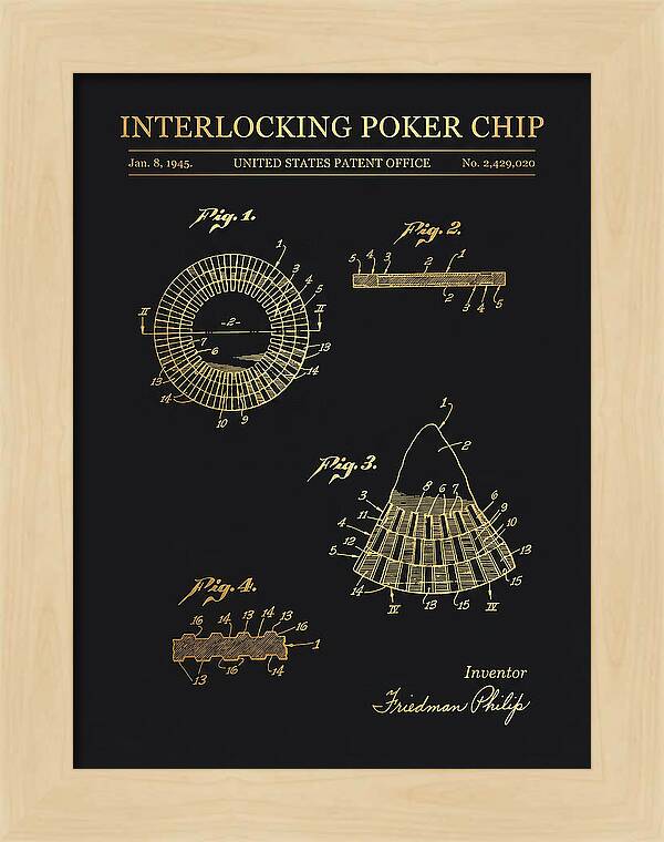 Interlocking Poker Chip Gold Patent Us2429020a