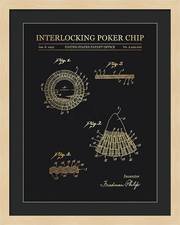 Interlocking Poker Chip Gold Patent Us2429020a