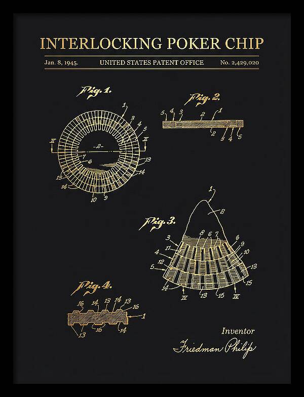 Interlocking Poker Chip Gold Patent Us2429020a