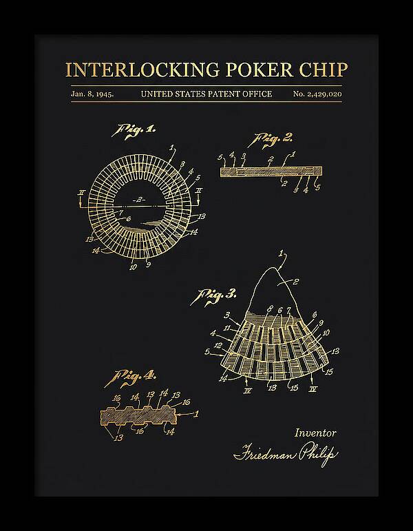 Interlocking Poker Chip Gold Patent Us2429020a