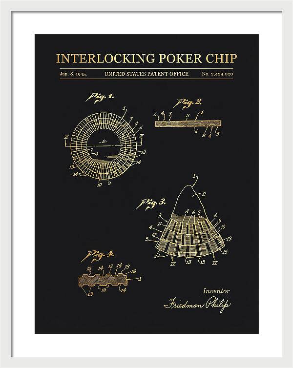 Interlocking Poker Chip Gold Patent Us2429020a