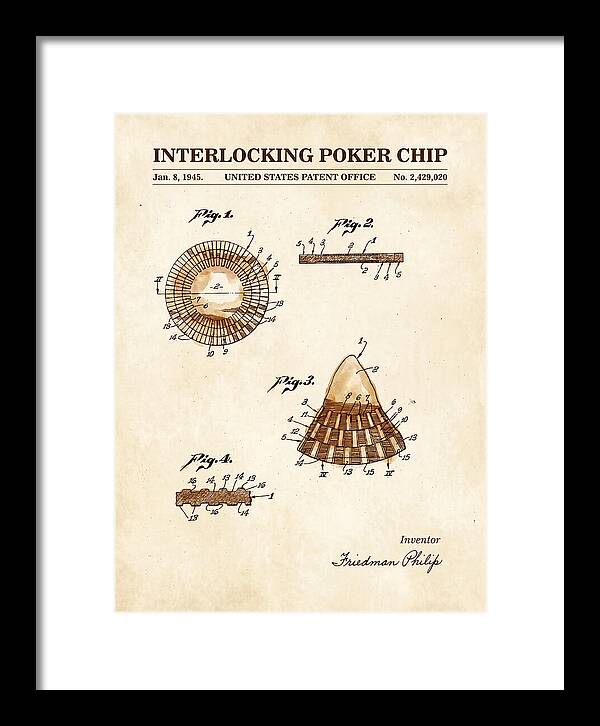 Interlocking Poker Chip Watercolor Patent Us2429020a