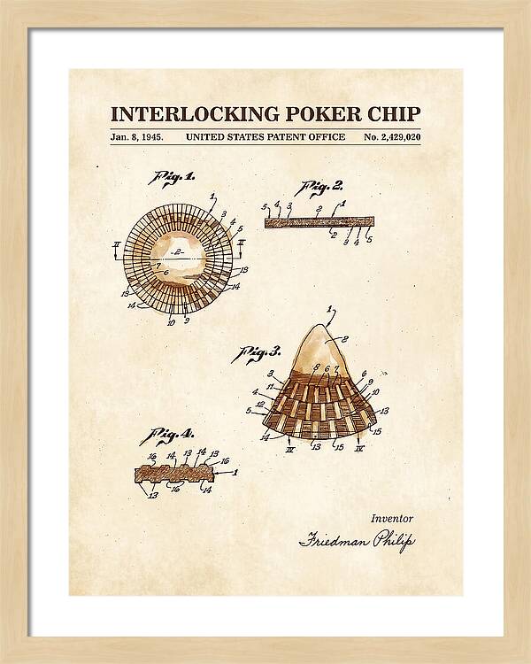 Interlocking Poker Chip Watercolor Patent Us2429020a