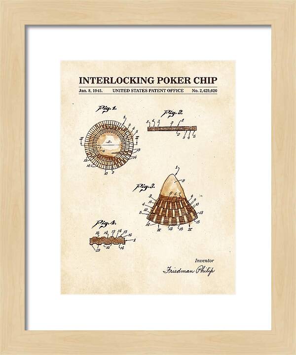 Interlocking Poker Chip Watercolor Patent Us2429020a