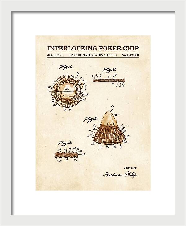 Interlocking Poker Chip Watercolor Patent Us2429020a