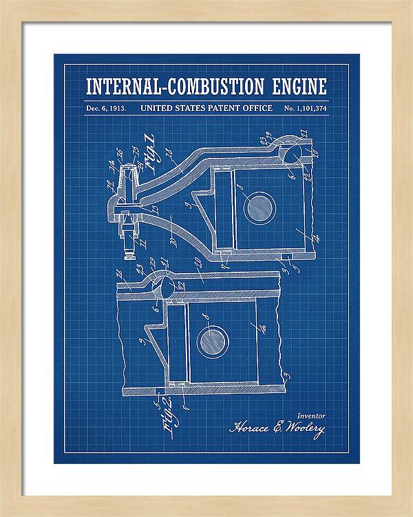Internal Combustion Engine Blueprint Patent Us1101374a