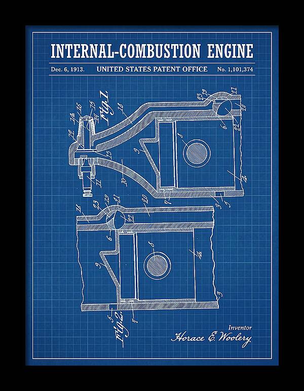 Internal Combustion Engine Blueprint Patent Us1101374a