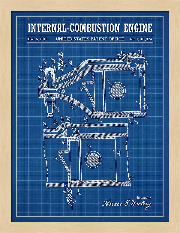 Internal Combustion Engine Blueprint Patent Us1101374a