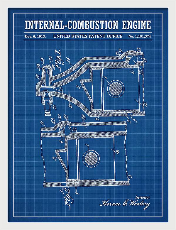 Internal Combustion Engine Blueprint Patent Us1101374a