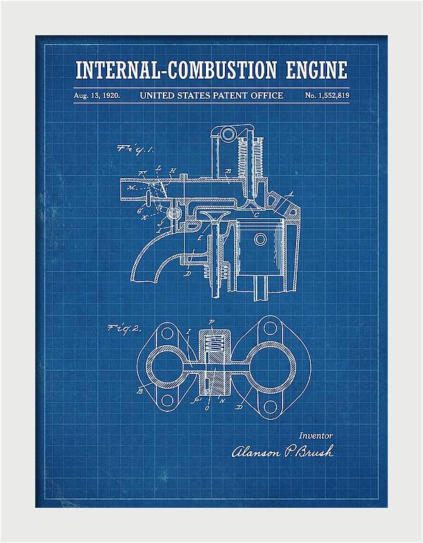 Internal Combustion Engine Brush Blueprint Patent Us1552819a