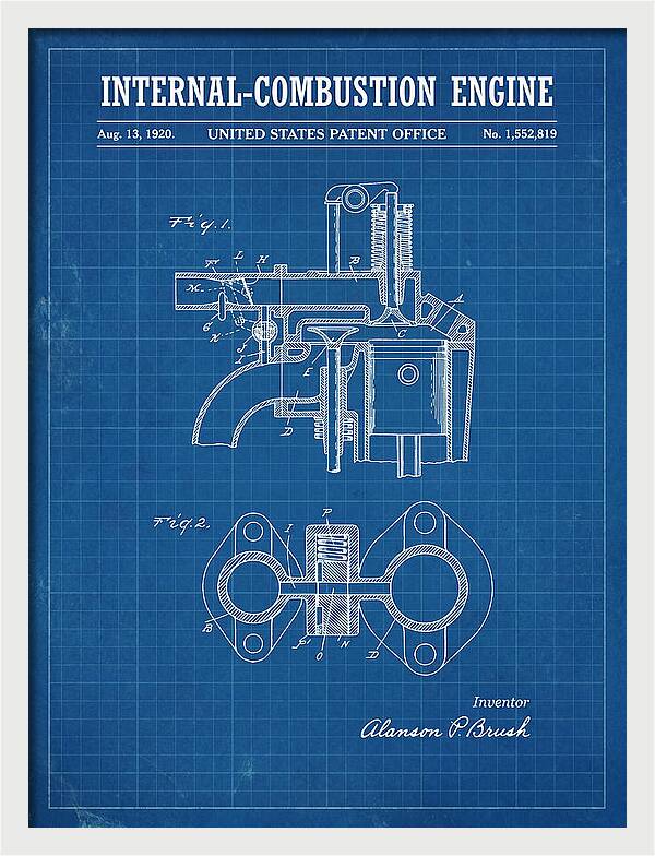 Internal Combustion Engine Brush Blueprint Patent Us1552819a