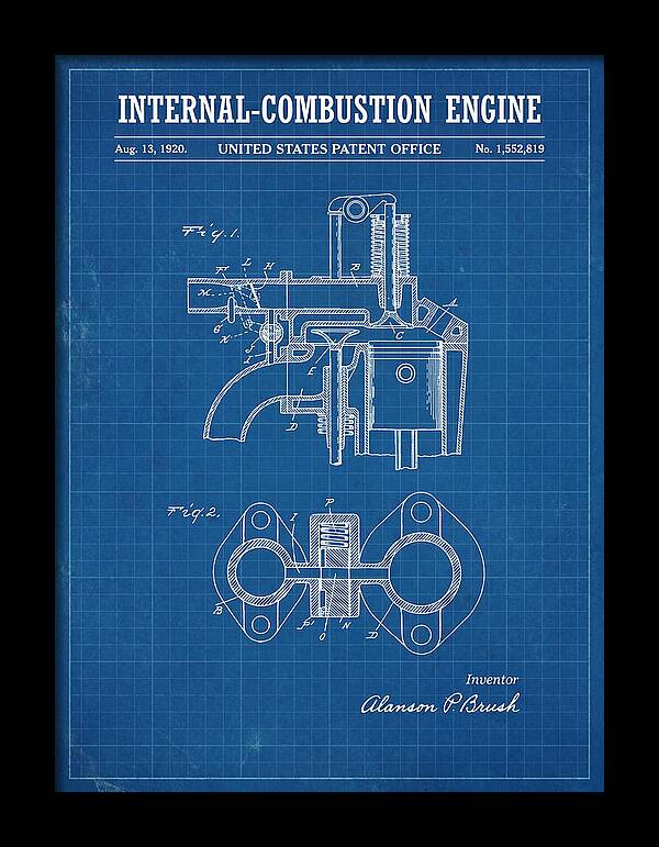 Internal Combustion Engine Brush Blueprint Patent Us1552819a
