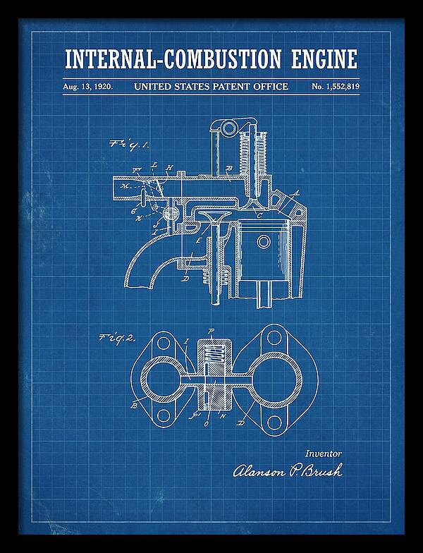 Internal Combustion Engine Brush Blueprint Patent Us1552819a