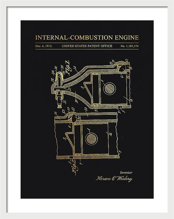 Internal Combustion Engine Gold Patent Us1101374a