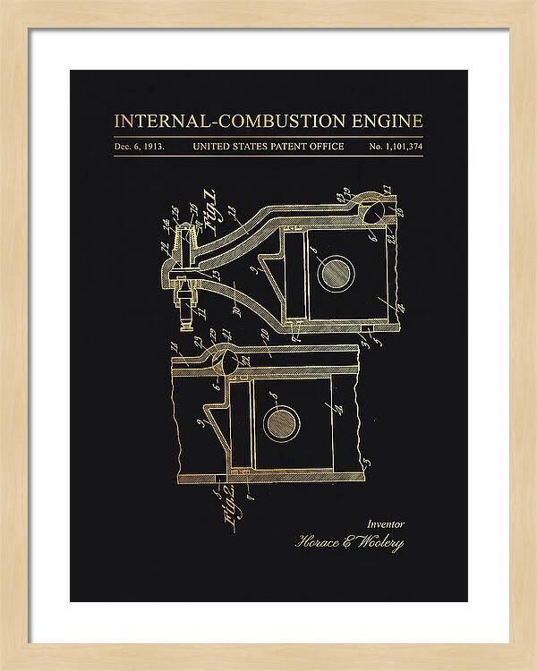 Internal Combustion Engine Gold Patent Us1101374a