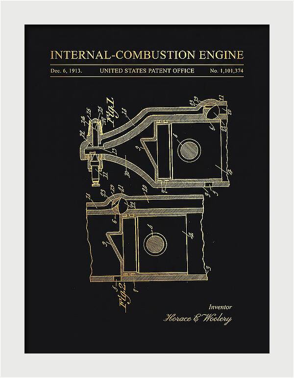 Internal Combustion Engine Gold Patent Us1101374a