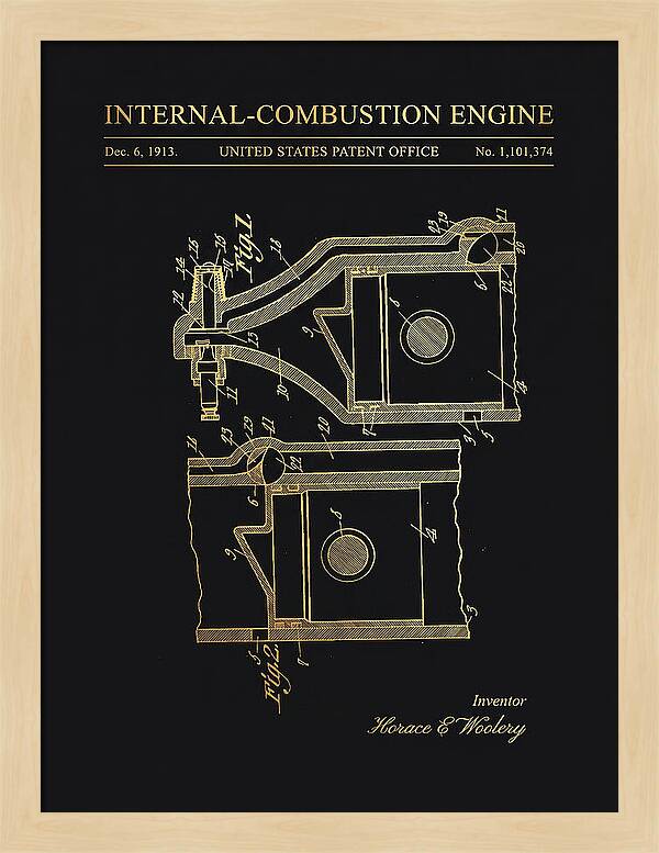 Internal Combustion Engine Gold Patent Us1101374a