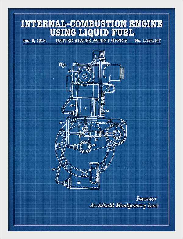 Internal Combustion Engine Liquid Fuel Blueprint Patent Us1124157a