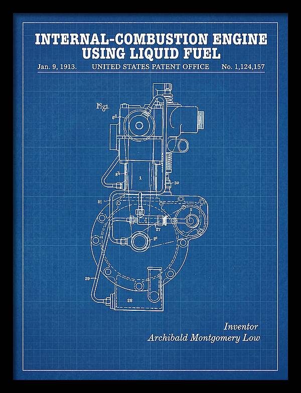 Internal Combustion Engine Liquid Fuel Blueprint Patent Us1124157a