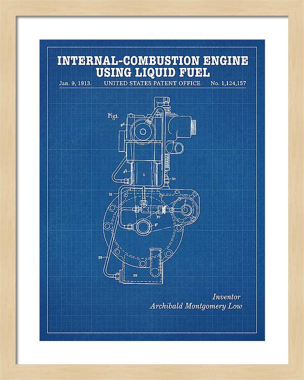 Internal Combustion Engine Liquid Fuel Blueprint Patent Us1124157a