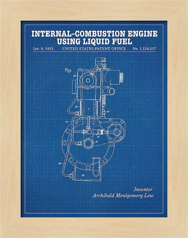 Internal Combustion Engine Liquid Fuel Blueprint Patent Us1124157a