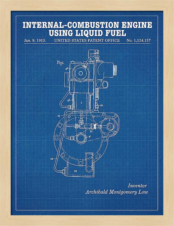 Internal Combustion Engine Liquid Fuel Blueprint Patent Us1124157a