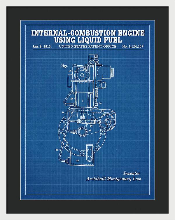 Internal Combustion Engine Liquid Fuel Blueprint Patent Us1124157a