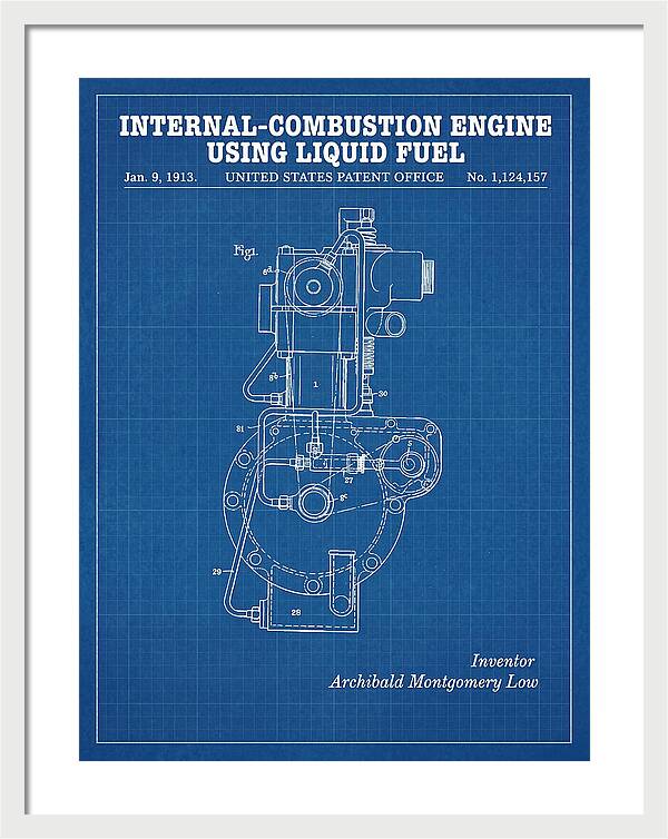 Internal Combustion Engine Liquid Fuel Blueprint Patent Us1124157a