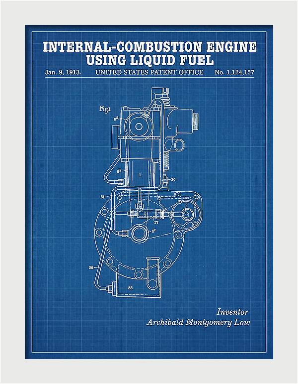 Internal Combustion Engine Liquid Fuel Blueprint Patent Us1124157a