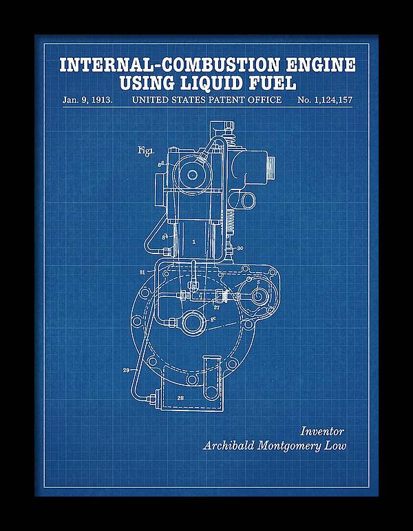 Internal Combustion Engine Liquid Fuel Blueprint Patent Us1124157a