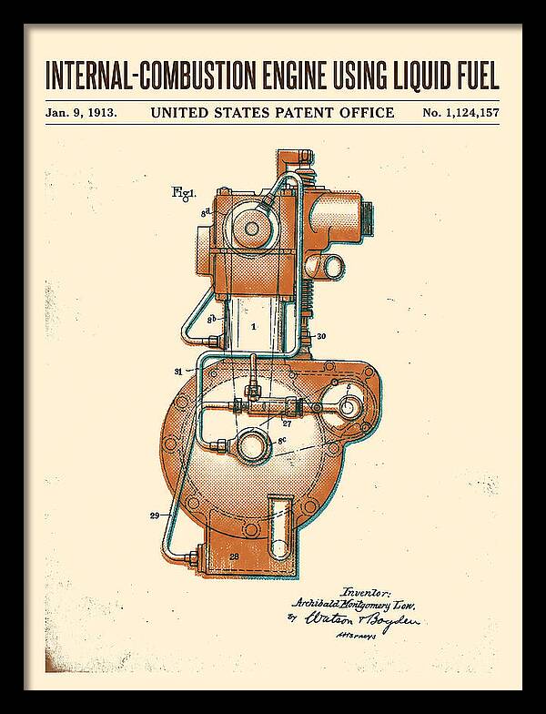Internal Combustion Engine Liquid Fuel Retro Patent Us1124157a