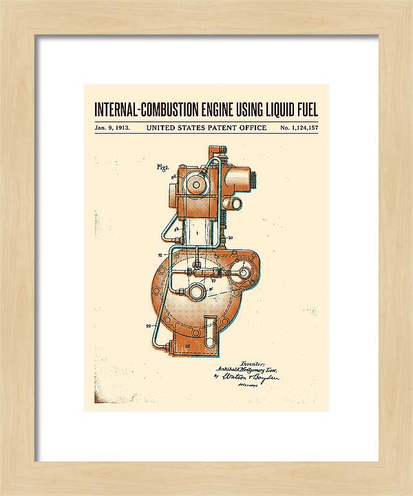 Internal Combustion Engine Liquid Fuel Retro Patent Us1124157a