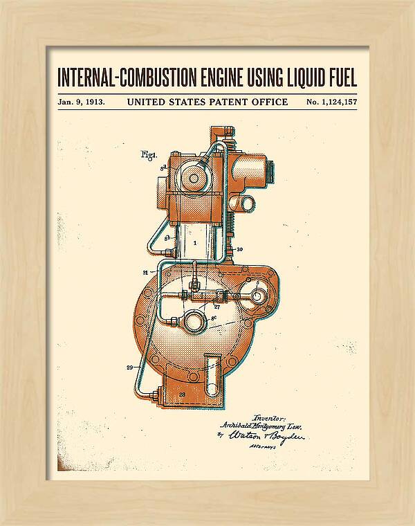 Internal Combustion Engine Liquid Fuel Retro Patent Us1124157a