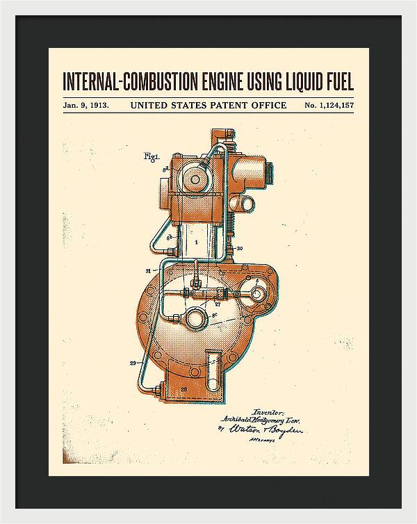 Internal Combustion Engine Liquid Fuel Retro Patent Us1124157a