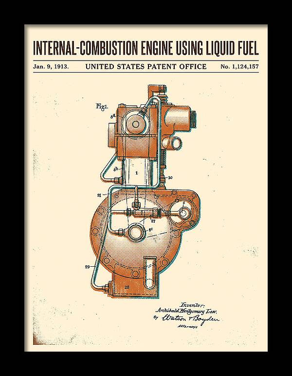 Internal Combustion Engine Liquid Fuel Retro Patent Us1124157a