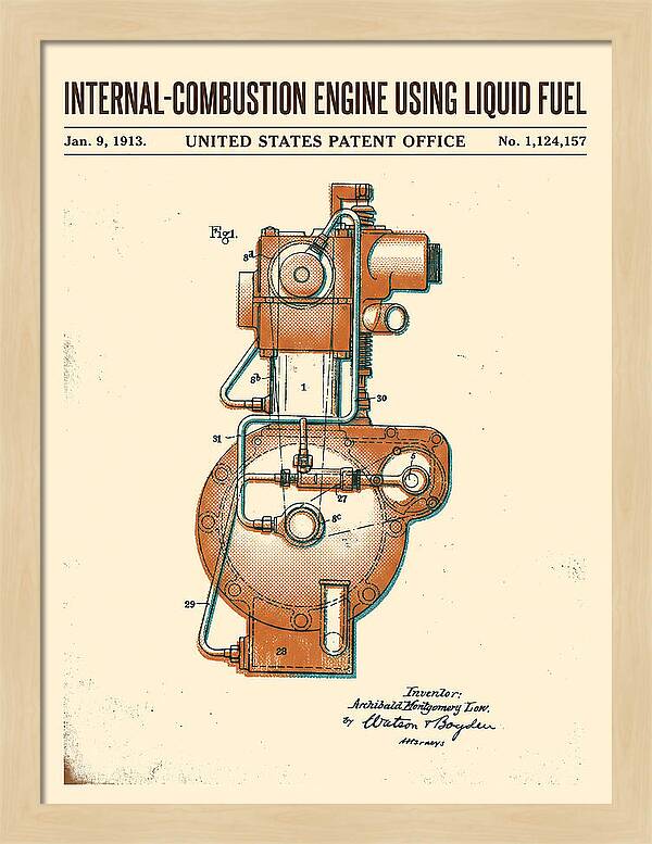 Internal Combustion Engine Liquid Fuel Retro Patent Us1124157a