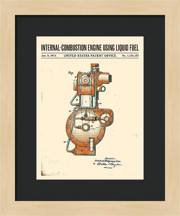 Internal Combustion Engine Liquid Fuel Retro Patent Us1124157a