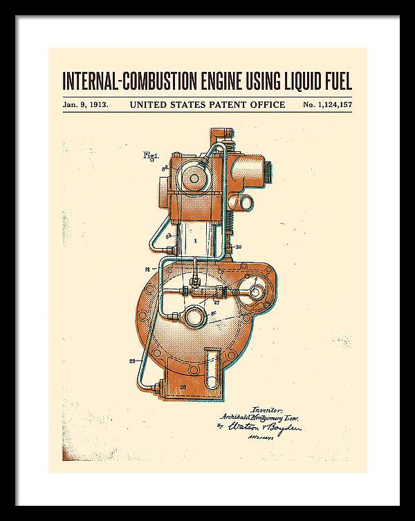 Internal Combustion Engine Liquid Fuel Retro Patent Us1124157a