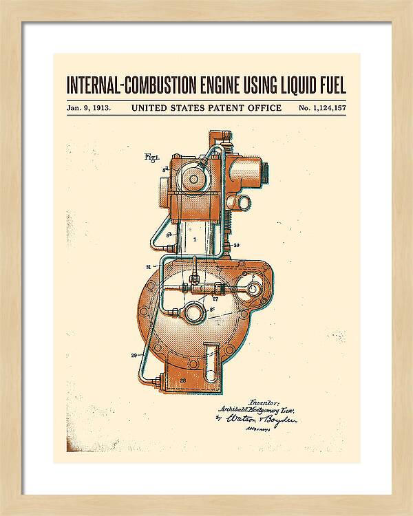 Internal Combustion Engine Liquid Fuel Retro Patent Us1124157a