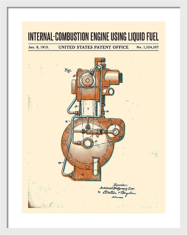 Internal Combustion Engine Liquid Fuel Retro Patent Us1124157a