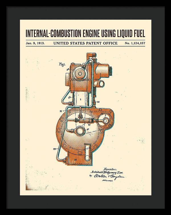 Internal Combustion Engine Liquid Fuel Retro Patent Us1124157a