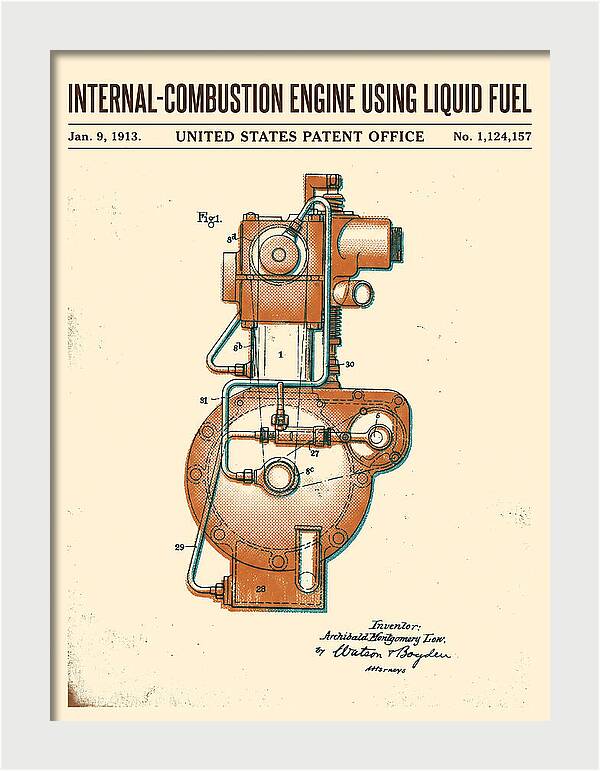 Internal Combustion Engine Liquid Fuel Retro Patent Us1124157a