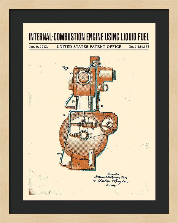 Internal Combustion Engine Liquid Fuel Retro Patent Us1124157a