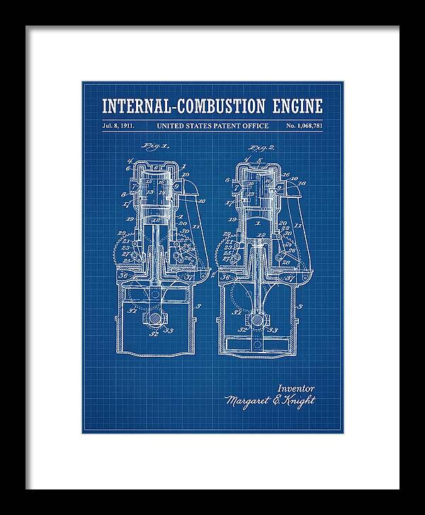 Internal Combustion Engine Margaret Knight Blueprint Patent Us1068781a