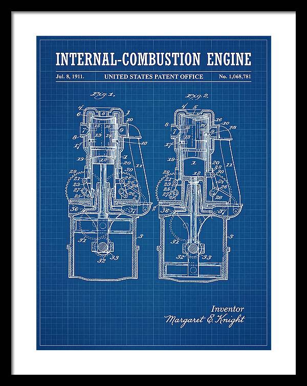 Internal Combustion Engine Margaret Knight Blueprint Patent Us1068781a